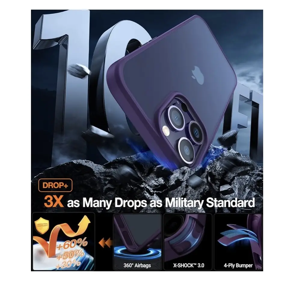 Funda Traslúcida Grado militar para Iphone 15 Pro Max - Color Malva — imagen 2