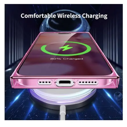 Funda Transparente con protección de cámara y esquinas reforzadas para Iphone 15 Pro Max - Color Rosa Traslúcido Marca Tzomsze — imagen 2