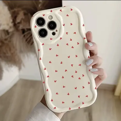 Funda de TPU Flexible con diseño de corazones para Iphone 15 Pro Max - Color Blanco — imagen 3