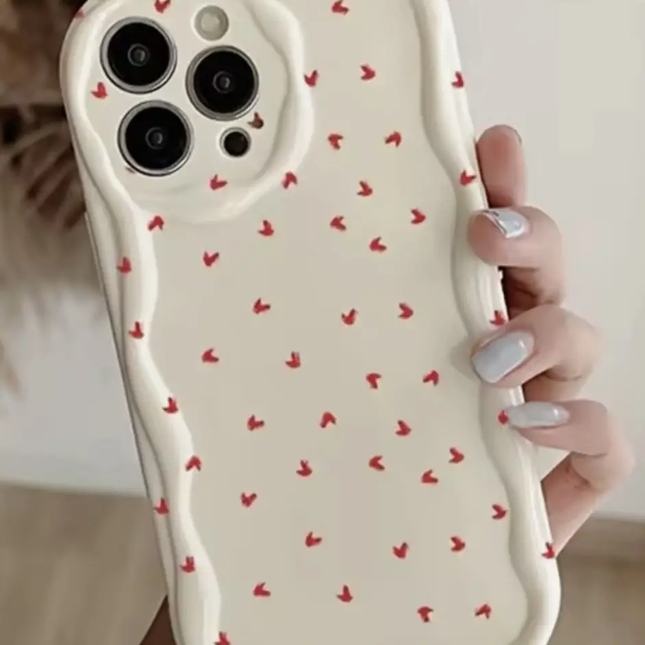 Funda de TPU Flexible con diseño de corazones para Iphone 15 Pro Max - Color Blanco — imagen 2