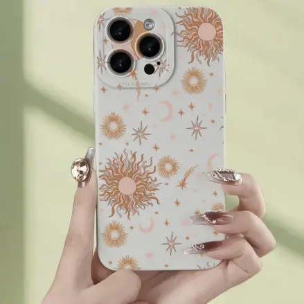 Funda de TPU Flexible con diseño de Sol y Luna para Iphone 15 Pro Max - Color Beige's photo #1