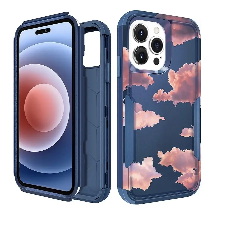 Funda de Protección Ultra Resistente , diseño de nubes  para Iphone 15 Pro Max - Color Azul Marca Plakill — imagen 1