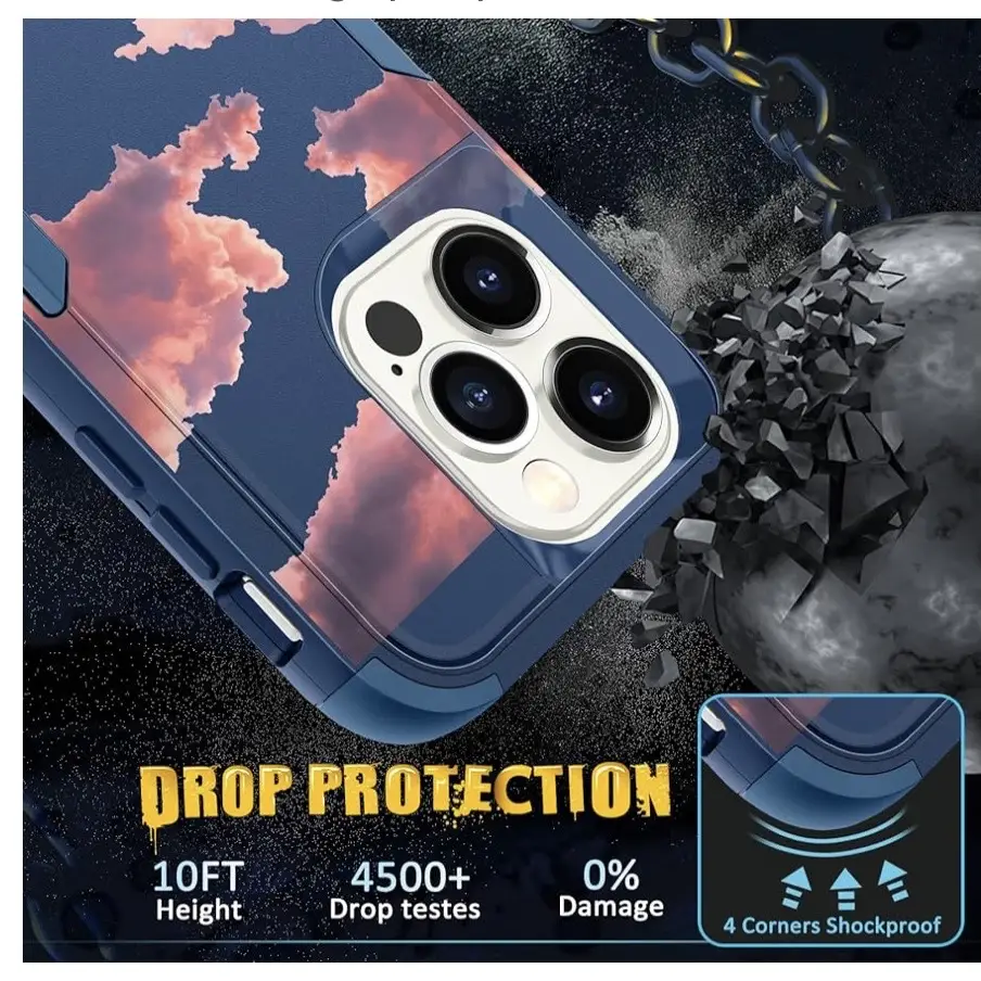 Funda de Protección Ultra Resistente , diseño de nubes  para Iphone 15 Pro Max - Color Azul Marca Plakill — imagen 2