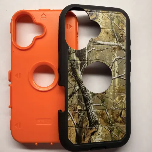 Funda Protectora Híbrida a Prueba de Golpes para Iphone 16 Diseño de Doble Capa - Color Naranja / Negro — imagen 2