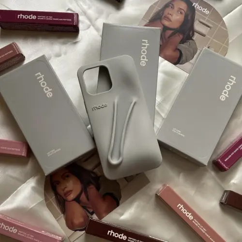 Funda de Silicona Rhode por Hailey Bieber Lip Case para Iphone 15 Pro Max - -Color Gris's photo #1