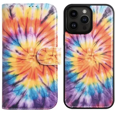Funda Tipo Cartera con tarjetero para Iphone 15 Pro Max  - Color Arcoíris — imagen 1