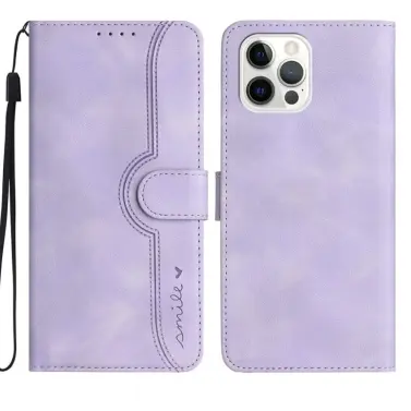 Funda Premium Smile Magnetic Kickstand Tarjetero para Iphone 15 Pro Max - Color Magenta Violeta Claro — imagen 1