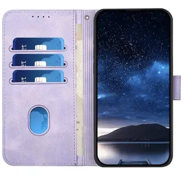 Funda Premium Smile Magnetic Kickstand Tarjetero para Iphone 15 Pro Max - Color Magenta Violeta Claro — imagen 4