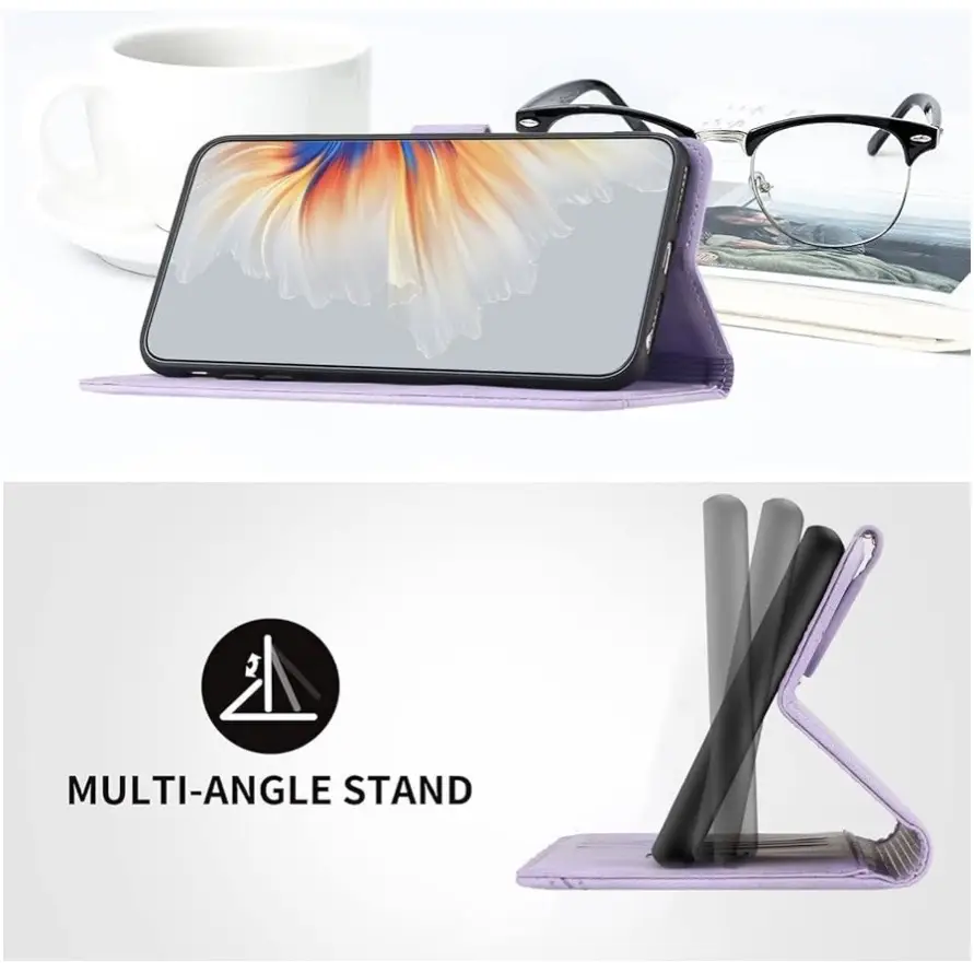 Funda Premium Smile Magnetic Kickstand Tarjetero para Iphone 15 Pro Max - Color Magenta Violeta Claro — imagen 5