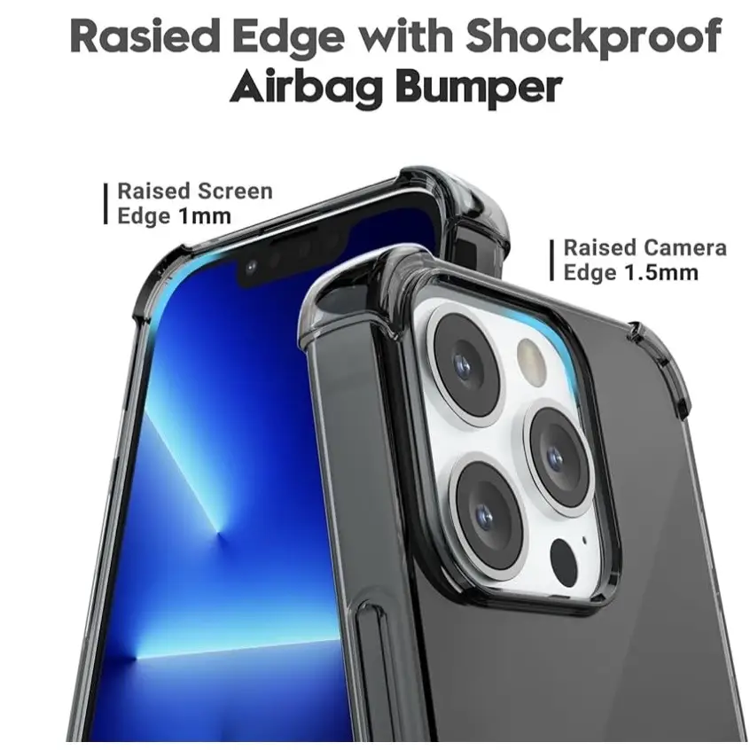 Funda de TPU Flexible, protección a prueba de golpes de 4 esquinas para Iphone 15 Pro Max - Color Negro Transparente — imagen 6