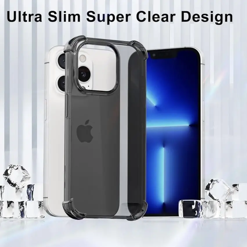 Funda de TPU Flexible, protección a prueba de golpes de 4 esquinas para Iphone 15 Pro Max - Color Negro Transparente — imagen 7
