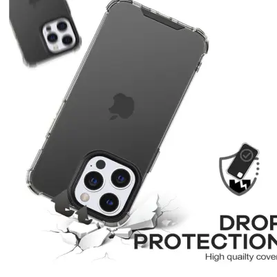 Funda de TPU Flexible, protección a prueba de golpes de 4 esquinas para Iphone 15 Pro Max - Color Negro Transparente — imagen 2