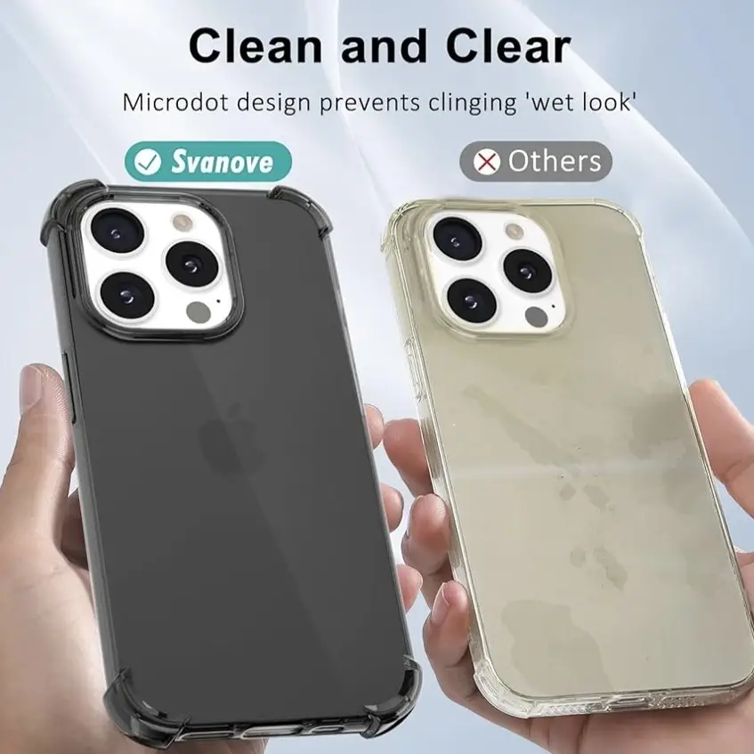 Funda de TPU Flexible, protección a prueba de golpes de 4 esquinas para Iphone 15 Pro Max - Color Negro Transparente — imagen 5