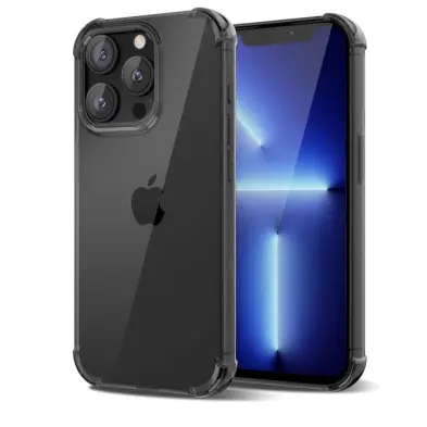 Funda de TPU Flexible, protección a prueba de golpes de 4 esquinas para Iphone 15 Pro Max - Color Negro Transparente — imagen 1