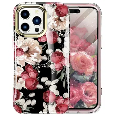 Funda de TPU con Flores con Protector de Pantalla para Iphone 15 Pro Max - Marca Turquiase's photo #1
