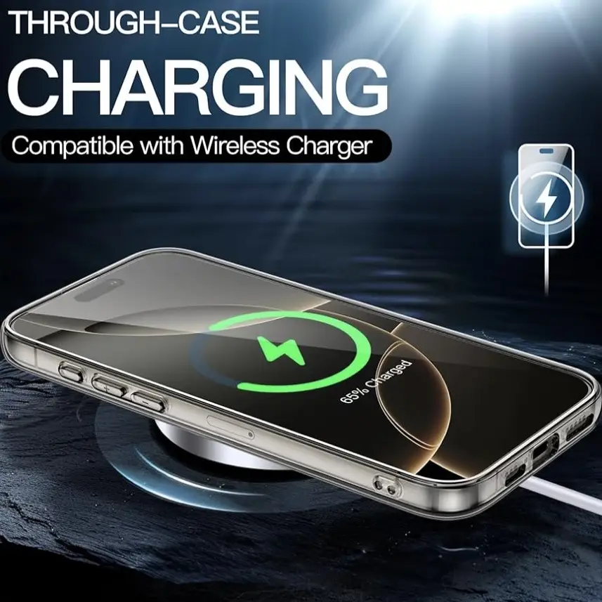 Funda de TPU Rígido para trasera transparente antiarañazos para Iphone 15 Pro - Color Clear Negro — imagen 3