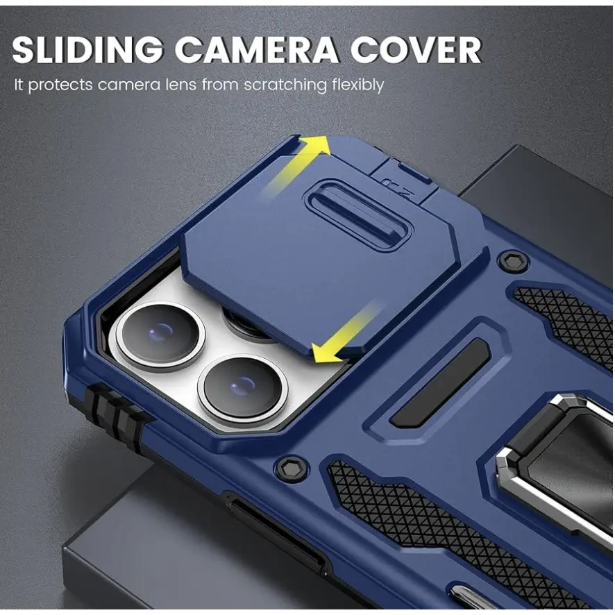 Funda con Soporte Giratorio 360 grado integrado para Iphone 15 Pro - Color Azul / Negro's photo #2