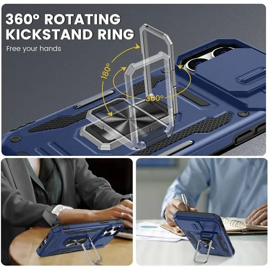 Funda con Soporte Giratorio 360 grado integrado para Iphone 15 Pro - Color Azul / Negro's photo #1