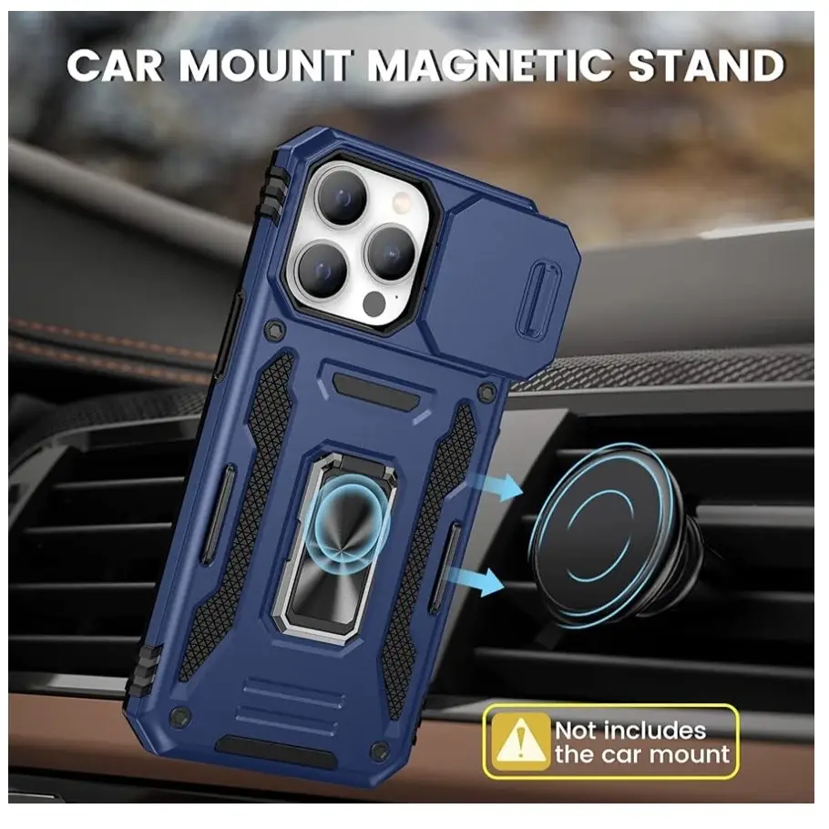 Funda con Soporte Giratorio 360 grado integrado para Iphone 15 Pro - Color Azul / Negro's photo #3