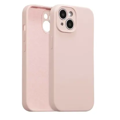 Funda de Silicona para Iphone 15 Plus ( forro de microfibra suave antiarañazos ) - Color Rosa Palo — imagen 1