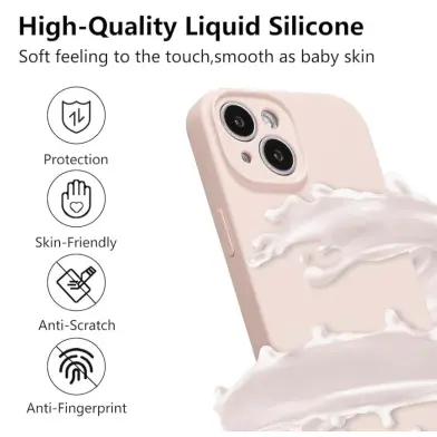 Funda de Silicona para Iphone 15 Plus ( forro de microfibra suave antiarañazos ) - Color Rosa Palo — imagen 2