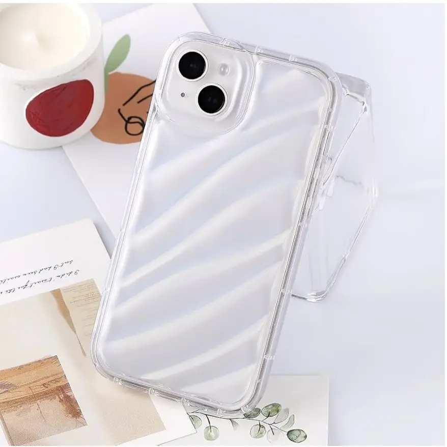 Funda de TPU Transparente diseño de patrón de ondas de agua, a prueba de golpes para Iphone 15 Plus - Color Clear Marca Zkacase — imagen 1