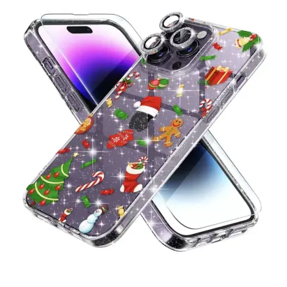 Funda para iPhone 13 Pro Max de Navidad, funda transparente con purpurina brillante's photo #1