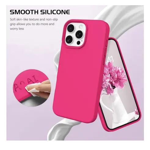 Funda de Silicona para Iphone 16 Pro Max - Color Rosa Fucsia Marca DOMAVER — imagen 4