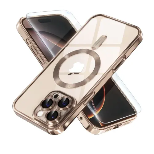 Funda de TPU Flexible con MagSafe - Color Transparente /Dorado Marca Misea — imagen 1