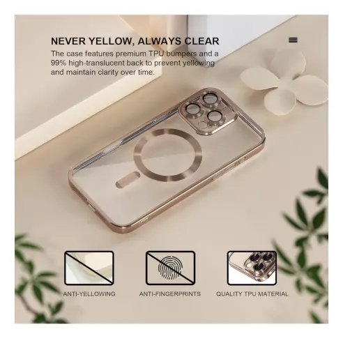 Funda de TPU Flexible con MagSafe - Color Transparente /Dorado Marca Misea — imagen 2