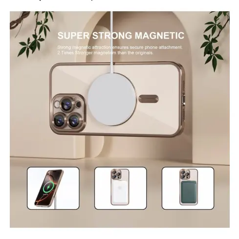 Funda de TPU Flexible con MagSafe - Color Transparente /Dorado Marca Misea — imagen 4