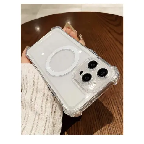 Funda magnética transparente para iPhone 14 Pro con MagSafe, sin amarillamiento, protector completo del lente de la cámara, a prueba de golpes - Color  transparente — imagen 2