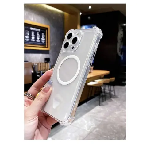 Funda magnética transparente para iPhone 14 Pro con MagSafe, sin amarillamiento, protector completo del lente de la cámara, a prueba de golpes - Color  transparente — imagen 1