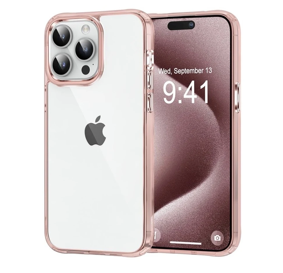 Funda Transparente con Bordes  para Iphone 15 Pro Max - Color Rosa's foto | La Gran Manzana |  BizneCubano