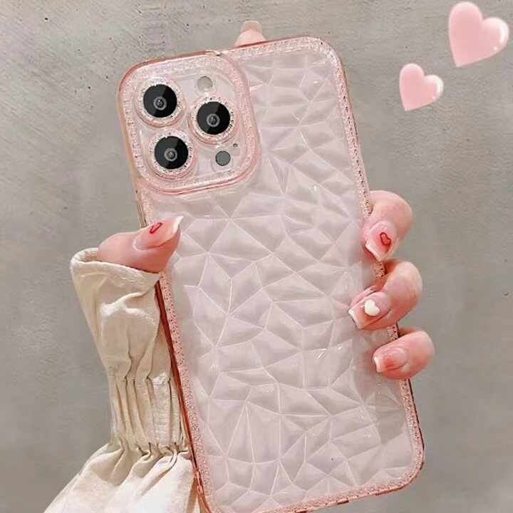 Funda de teléfono con diseño de diamante con purpurina de cristal para iPhone 14 Pro - Color Naranja Claro's foto | La Gran Manzana |  BizneCubano