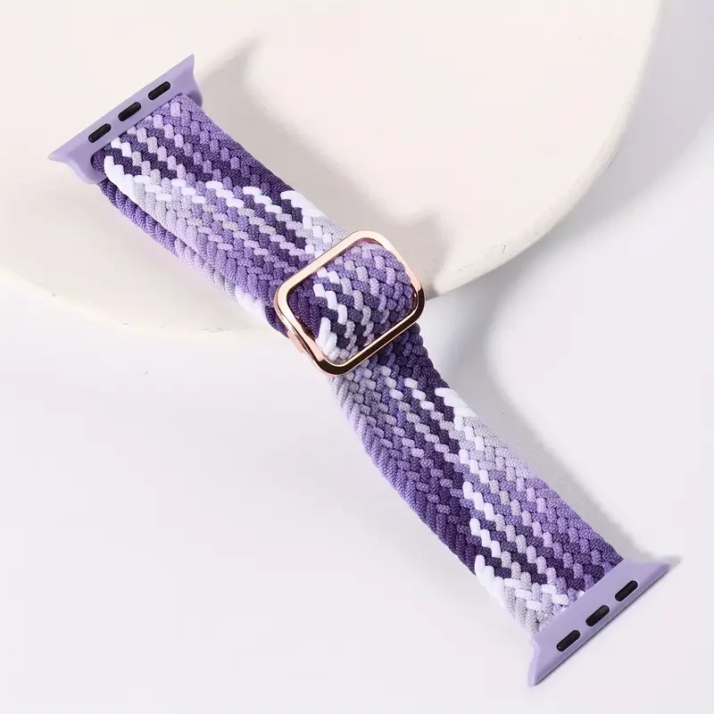 Correa elástica con trenzado ajustable para Apple Watch de 44mm - Color Morado y Blanco's foto | La Gran Manzana |  BizneCubano