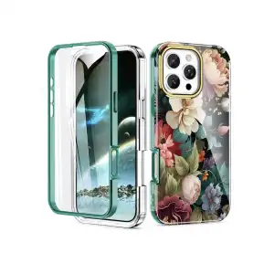 Funda de TPU de Flores con Protector de Pantalla para Iphone 16 Pro  - Marca Turquiase miniatura 2