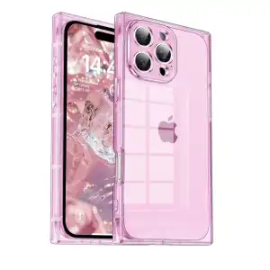 Funda Transparente con protección de cámara y esquinas reforzadas para Iphone 15 Pro Max - Color Rosa Traslúcido Marca Tzomsze miniatura 1