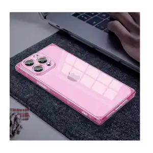 Funda Transparente con protección de cámara y esquinas reforzadas para Iphone 15 Pro Max - Color Rosa Traslúcido Marca Tzomsze miniatura 3