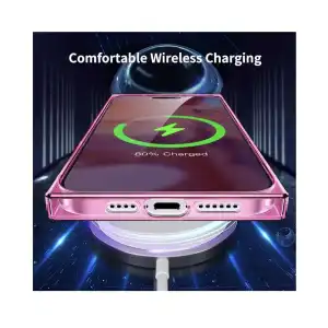 Funda Transparente con protección de cámara y esquinas reforzadas para Iphone 15 Pro Max - Color Rosa Traslúcido Marca Tzomsze miniatura 2