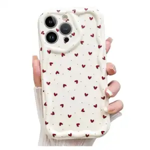 Funda de TPU Flexible con diseño de corazones para Iphone 15 Pro Max - Color Blanco miniatura 1