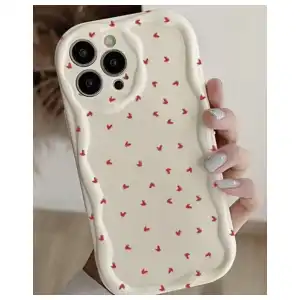 Funda de TPU Flexible con diseño de corazones para Iphone 15 Pro Max - Color Blanco miniatura 2