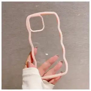 Funda personalizada para iPhone 13 con inicial T, bonita funda protectora de TPU con borde ondulado rizado. - Color rosa miniatura 2