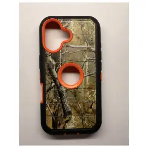 Funda Protectora Híbrida a Prueba de Golpes para Iphone 16 Diseño de Doble Capa - Color Naranja / Negro miniatura 1