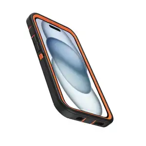 Funda Protectora Híbrida a Prueba de Golpes para Iphone 16 Diseño de Doble Capa - Color Naranja / Negro miniatura 3