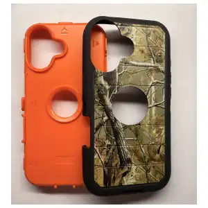 Funda Protectora Híbrida a Prueba de Golpes para Iphone 16 Diseño de Doble Capa - Color Naranja / Negro miniatura 2