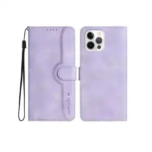 Funda Premium Smile Magnetic Kickstand Tarjetero para Iphone 15 Pro Max - Color Magenta Violeta Claro miniatura 1