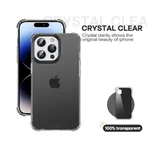 Funda de TPU Flexible, protección a prueba de golpes de 4 esquinas para Iphone 15 Pro Max - Color Negro Transparente miniatura 3