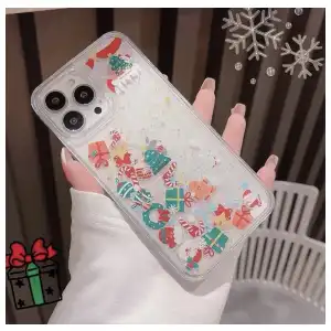 Funda de TPU Flexible para Iphone 15 Pro Max - Color Transparente con Purpurina temática Navideña miniatura 3