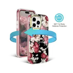 Funda de TPU con Flores con Protector de Pantalla para Iphone 15 Pro Max - Marca Turquiase miniatura 3